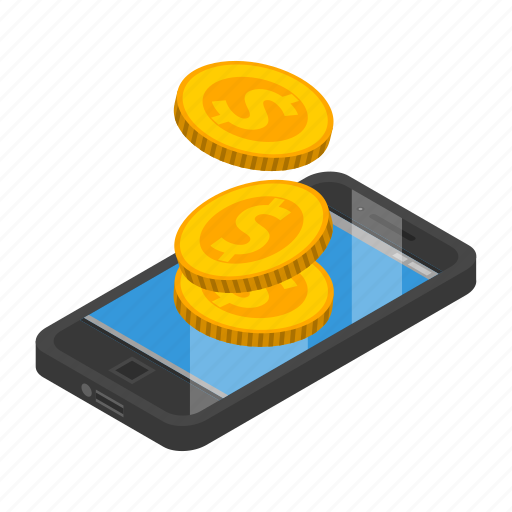 Cartoon, isometric, mobile, money, pay, phone, smartphone icon - Download on Iconfinder