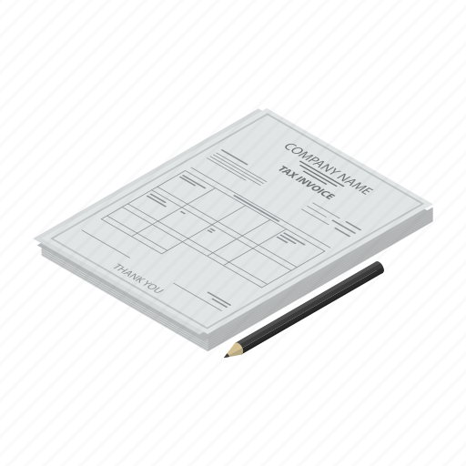 Bank, cartoon, invoice, isometric, paper, payroll, tax icon - Download on Iconfinder