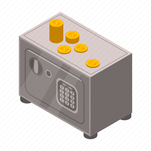 Cartoon, finance, isometric, lock, metal, money, safe icon - Download on Iconfinder