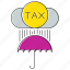 cloud, invoice, percent, protection, tax, umbrella, vat 