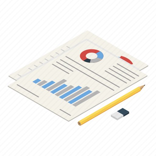 Cartoon, data, diagram, financial, isometric, paper, report icon - Download on Iconfinder