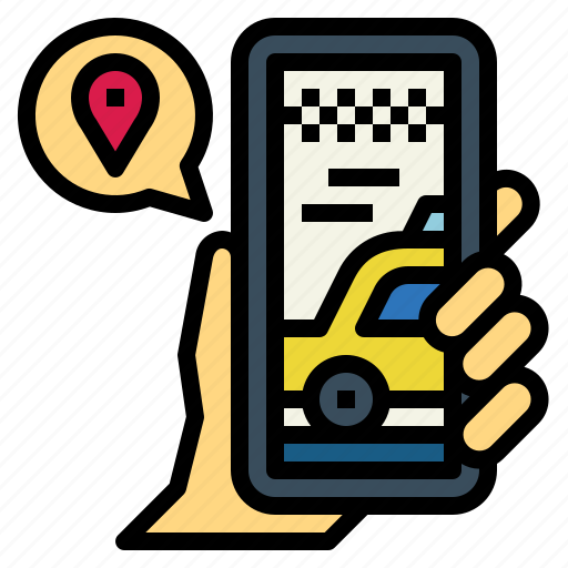 Hail, a, taxi, hand, mobile, phone, location icon - Download on Iconfinder