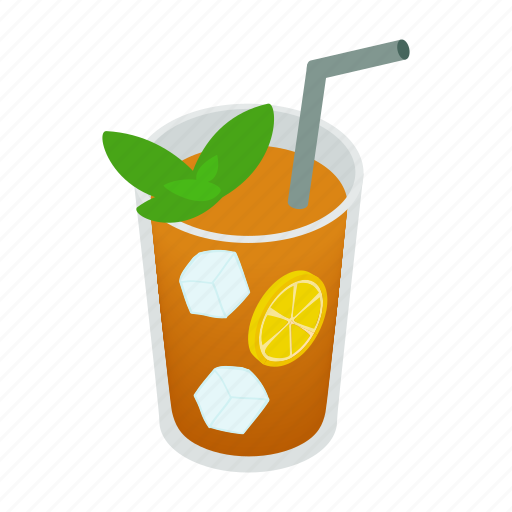 Beverage, cup, drink, ice, isometric, lemon, tea icon - Download on Iconfinder