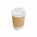 cafe, coffee, cup, disposable, drink, isometric, paper