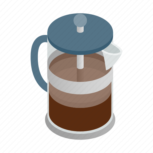 Beverage, caffeine, coffee, drink, glass, isometric, pot icon - Download on Iconfinder