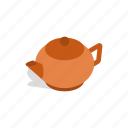 brown, drink, isometric, pot, tea, teapot, utensil