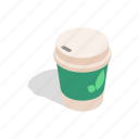 cafe, coffee, cup, drink, isometric, paper, tea