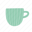 cup, drink, green, hot drink, lines, mug, tea