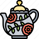 teapot, tea, pour, porcelain, kitchen