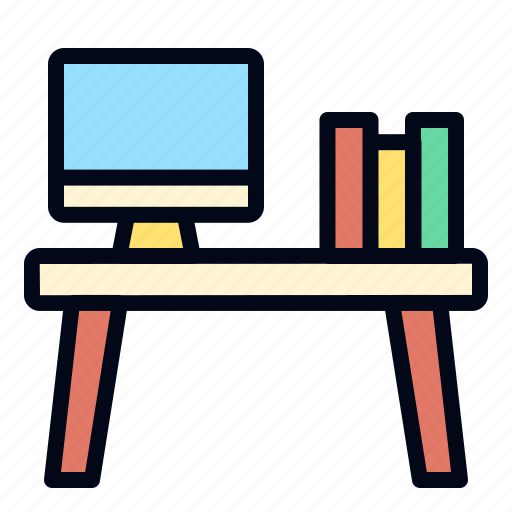 Desk, table, office, computer, work table, workplace, worksite icon - Download on Iconfinder