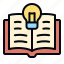 knowledge, book, knowledge base, open book, idea, learning, bulb, study, reading 
