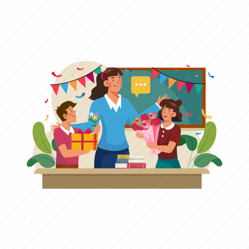Teachers day, class, world, gift, greeting, happy, holiday illustration - Download on Iconfinder