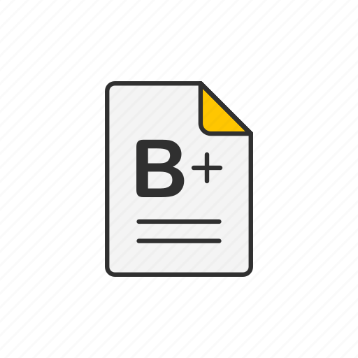 B plus, educational, grade, passed, score, test, test result icon - Download on Iconfinder