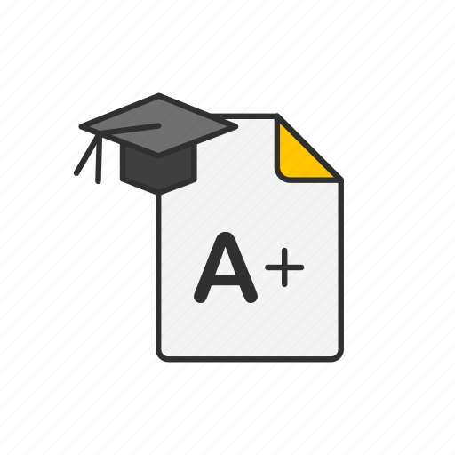 A plus, card, educational, grade, passed, score, test result icon - Download on Iconfinder