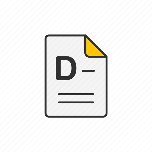 D minus, educational, failed, grade, report card, scored, test result icon - Download on Iconfinder