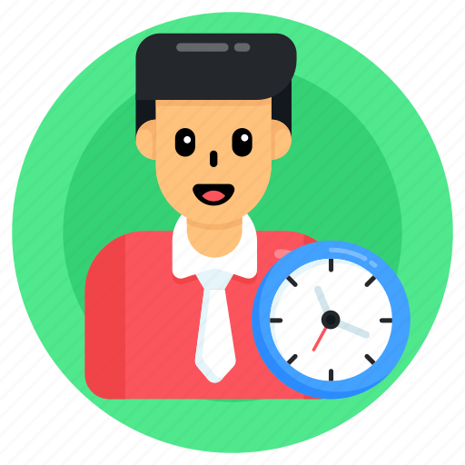 Job hours, work hours, punctual employee, punctual person, person time icon - Download on Iconfinder