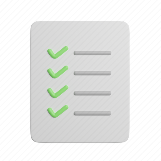 Checklist, list, file, report, check 3D illustration - Download on Iconfinder