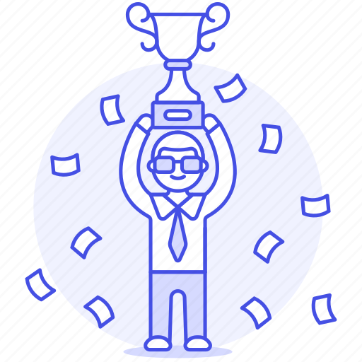 Profession, trophy, promotion, celebrate, male, confetti, teamwork icon - Download on Iconfinder