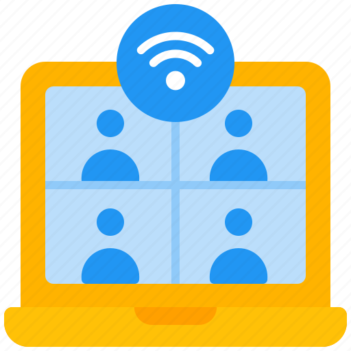 Remote, team, work, teamwork, group, laptop, online icon - Download on Iconfinder