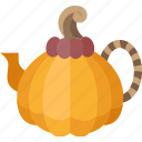teapot, drink, pumpkin, ceramic, decoration