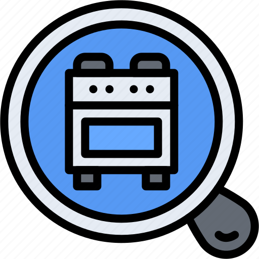 Search, magnifier, stove, electronics, shop, kitchen, cooking icon - Download on Iconfinder