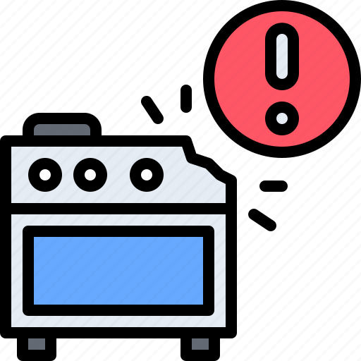Stove, broken, warning, electronics, shop, kitchen, cooking icon - Download on Iconfinder