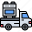 delivery, truck, car, stove, electronics, shop, kitchen, cooking 