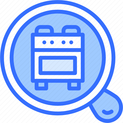 Search, magnifier, stove, electronics, shop, kitchen, cooking icon - Download on Iconfinder