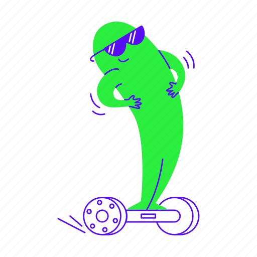 Character, rides, gyroscooter, electric, technology, power, scooter illustration - Download on Iconfinder