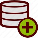 add, data, database, new, plus, server, storage