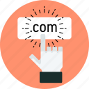 click, domain name, hand, hosting