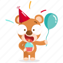 birthday, sticker, teddy
