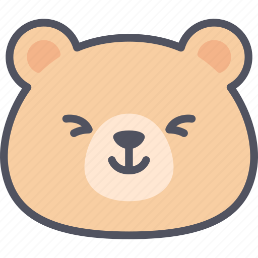 Happy, teddy, bear, emoticon, emoji, emotion, expression icon - Download on Iconfinder