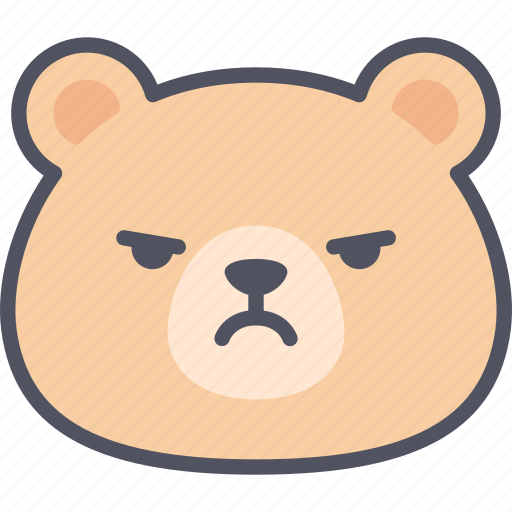 Mad, teddy, bear, emoticon, emoji, emotion, expression icon - Download on Iconfinder