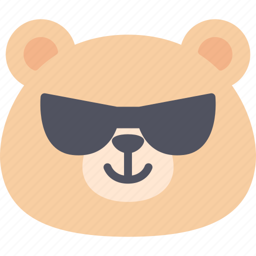 Cool, teddy, bear, emoticon, emoji, emotion, expression icon - Download on Iconfinder