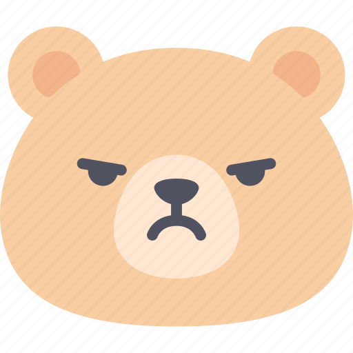 Mad, teddy, bear, emoticon, emoji, emotion, expression icon - Download on Iconfinder