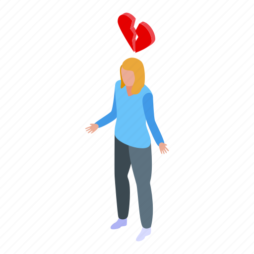 Teen, broken, love, problems, isometric icon - Download on Iconfinder