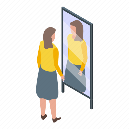Teen, mirror, look, problems, isometric icon - Download on Iconfinder