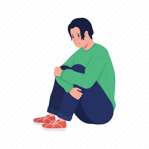 Boy, teenager, depression, lonely, sad illustration - Download on Iconfinder