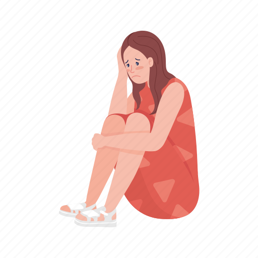 Girl, lonely, sad, upset, unhappy illustration - Download on Iconfinder