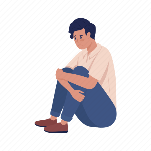 Boy, teenager, lonely, sad, problem illustration - Download on Iconfinder