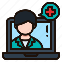 telemedicine, doctor, laptop, medical, assistance, notebook, communications