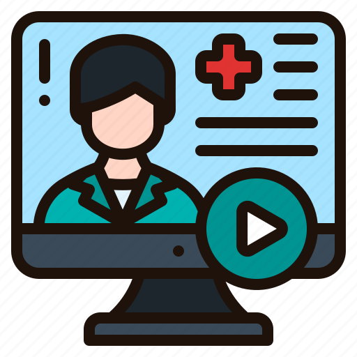 Video, lesson, telemedicine, computer, doctor, online icon - Download on Iconfinder