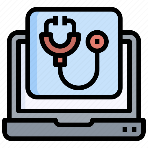 Stethoscope, online, assistance, laptop, medical, checkup icon - Download on Iconfinder