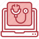 stethoscope, online, assistance, laptop, medical, checkup