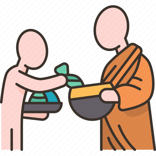 Monks, food, offering, alms, culture icon - Download on Iconfinder