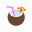 background, cocktail, coconut, fresh, healthy, isometric, milk 
