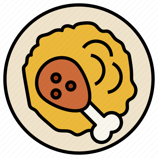 Thanksgiving, chicken, leg piece, rice, dish icon - Download on Iconfinder