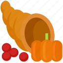 thanksgiving, cornucopia, autumn, food, pumpkin