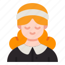 pilgrim, thanksgiving, avatar, woman, costume, cultures, hat
